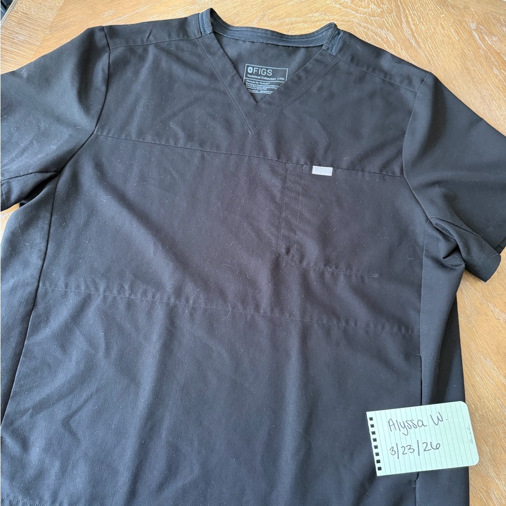 Figs Black V-Neck Scrub Top